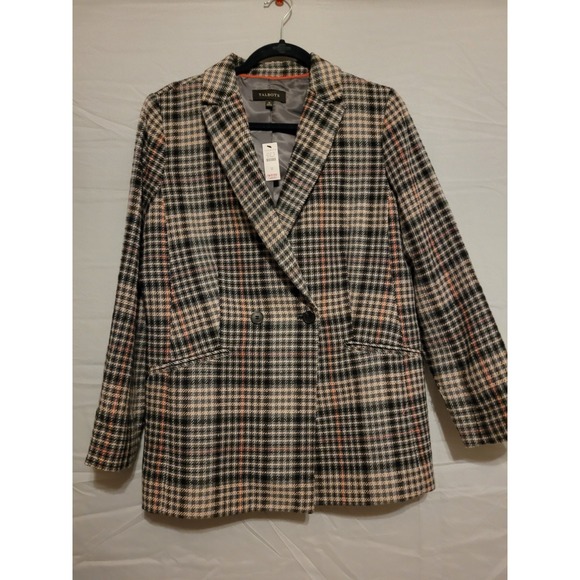 Talbots Women's Blazer Jacket Regular Size 12 Plaid Gray/Pink NWT - Picture 1 of 10